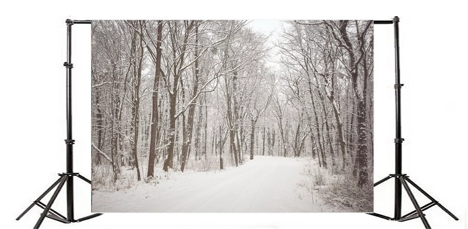 MOHome 7x5ft Christmas Backdrop Snow Covered Landscape Forest Trees Rustic Winter Scene Happy New Year Photography Background Kids Children Adults Photo Studio Props