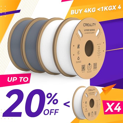 Creality Hyper PLA Filament 1.75mm, 30-600mm/s High Speed 3D Printer Filament, Dimensional Accuracy +/-0.02mm, Fit Most FDM 3D Printers, 4 Pack 1kg Spool(2.2lbs), Black & White