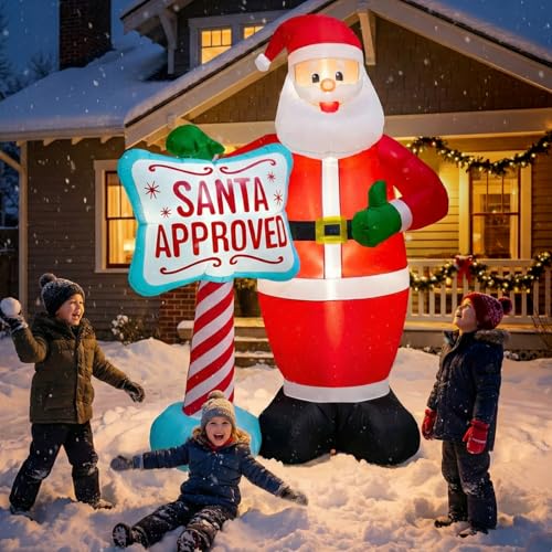 7FT Christmas Inflatable Santa Claus Outdoor Decoration, Santa Claus Christmas Blow up with Build-in LEDs, Inflatables Decor for Indoor, Outdoor, Xmas Party, Garden Yard & Lawn