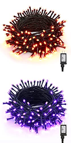 BrizLabs Halloween Lights, 240 LED 78.74ft Orange Lights Purple Lights, 78.74ft 240 LED Halloween Lights, Plug in Halloween Lights String Connectable