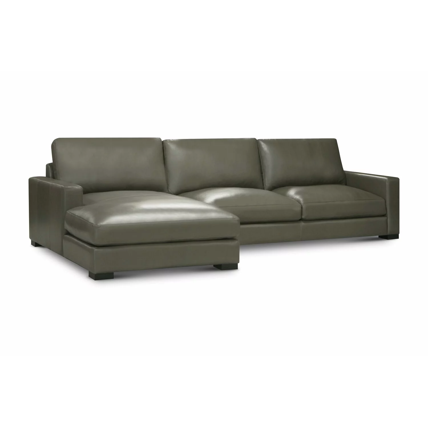 GTR Leather Vancouver Upholstered Chaise Sectional in Portofino Cavalla, LAF