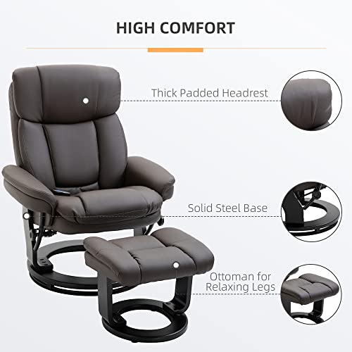 HOMCOM PU Leather Massage Recliner Chair with Ottoman 10 Point Vibration Swiveling Armchair, Black