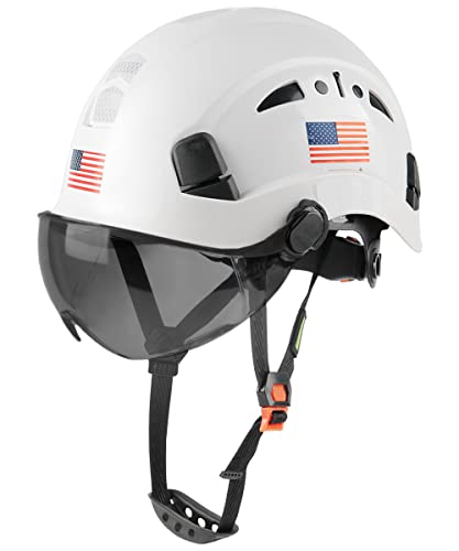 GREEN DEVIL Safety Helmet Hard Hat with Visor Chinstrap Adjustable Lightweight Vented ABS Work Helmet for Men and Women 6-Point Suspension ANSI Z89.1 Approved Ideal for Industrial & Construction