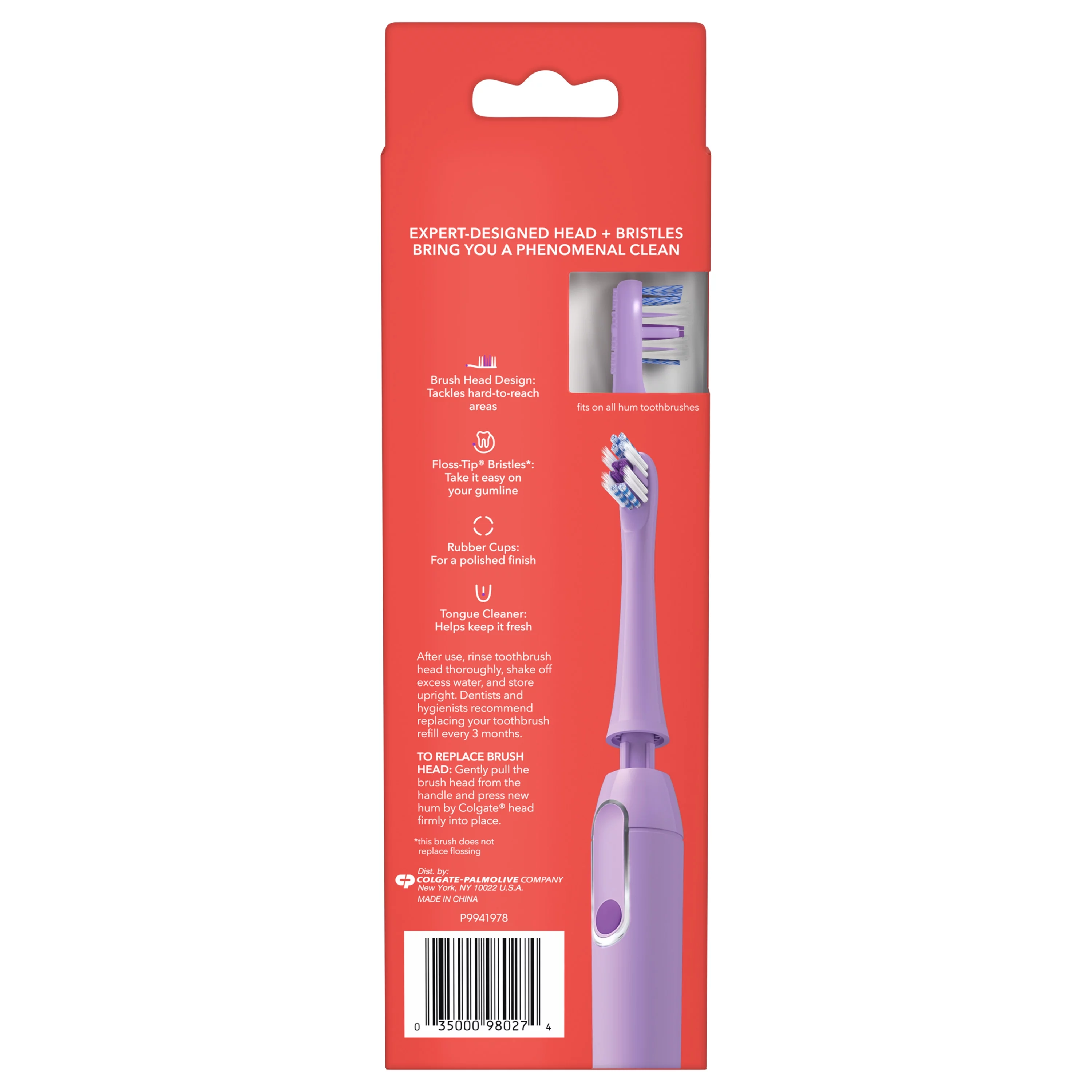 hum by Colgate Replacement Toothbrush Heads, Purple hum Replacement Heads, 2 Pack