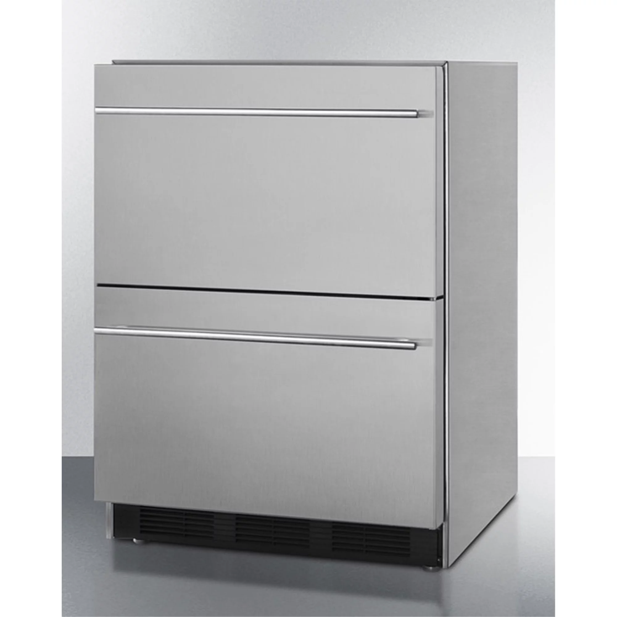 Commercially approved two-drawer auto defrost all-refrigerator in full stainless steel for built-in or freestanding use