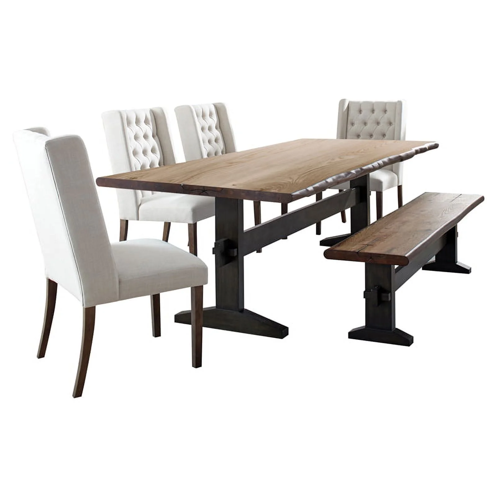 Bexley Rectangular Live Edge Dining Set Natural Honey and Espresso
