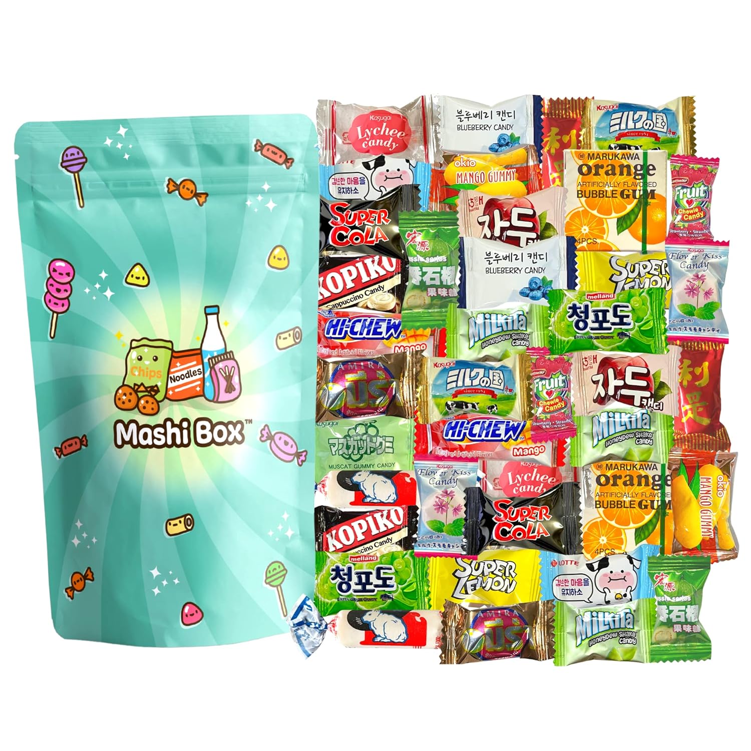 Mashi Box Asian Candy Mystery Variety Pack | 40 PCS | Mix of Japanese/Chinese/Vietnamese/Korean/Indonesia/Thai Candy and more!