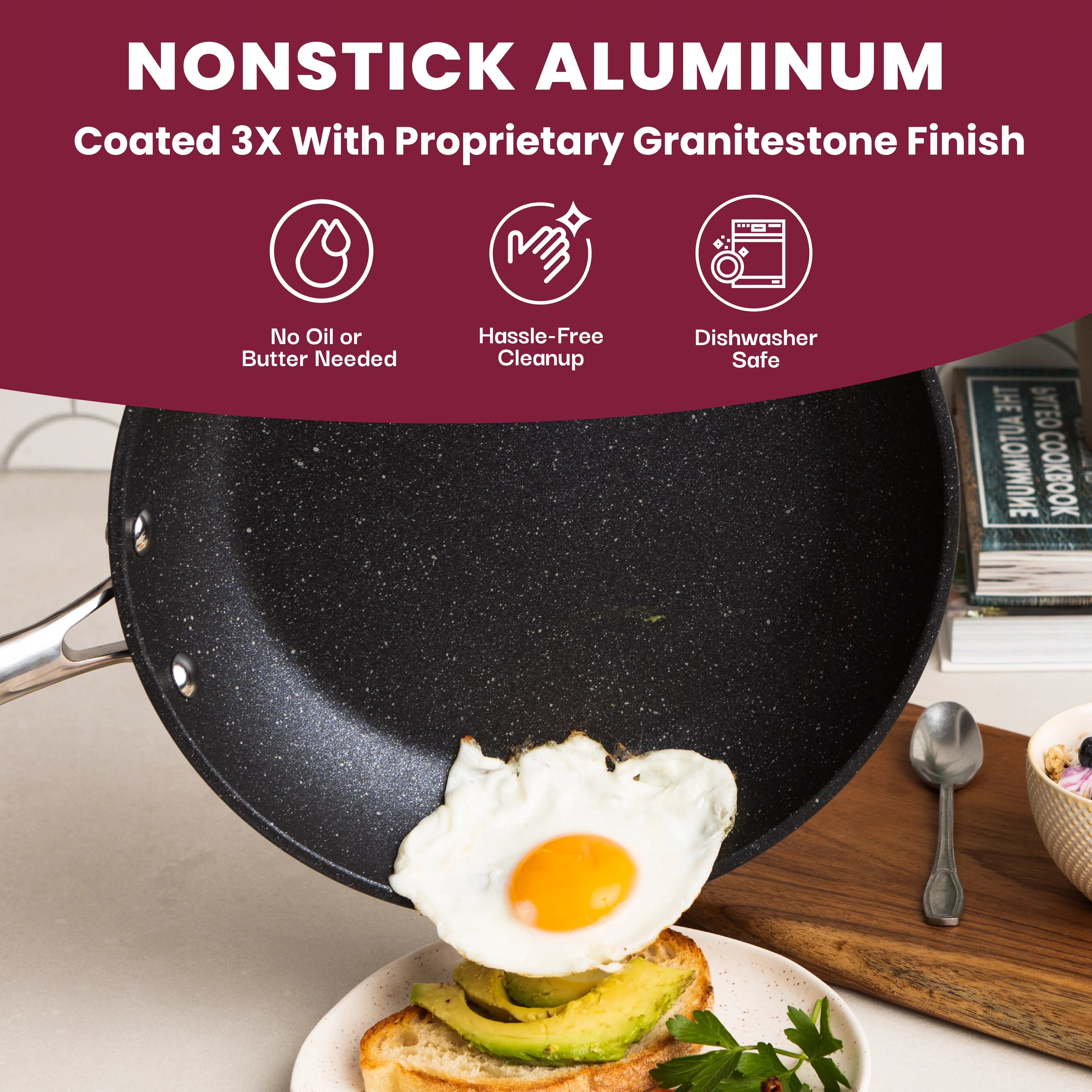 Granite Stone Pots and Pans Set Nonstick Cookware Bakeware Set Dishwasher Oven Safe Black 20 Pcs