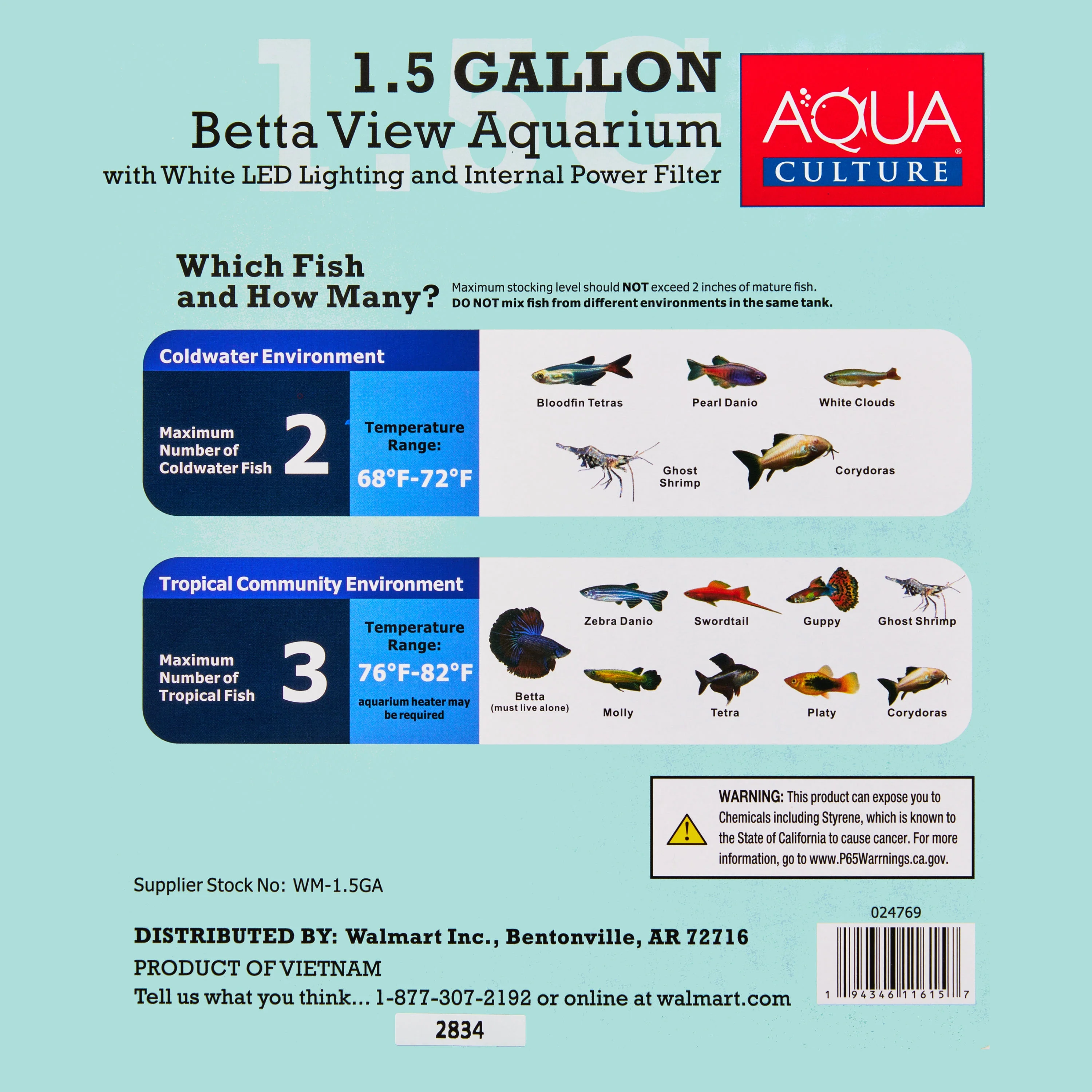 Aqua Culture 1.5G Plastic Tank