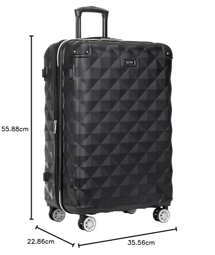 Kenneth Cole REACTION Diamond Tower Collection Lightweight Hardside Expandable 8-Wheel Spinner Travel Luggage, Black, 20-Inch Carry On