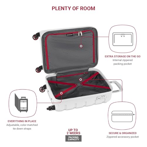SwissGear 7366 Hardside Expandable Luggage with Spinner Wheels, White, Carry-On 19-Inch