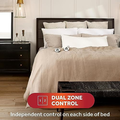 Sunbeam Royal Ultra Mushroom Heated Blanket 10 Heat Settings  Washable, Queen