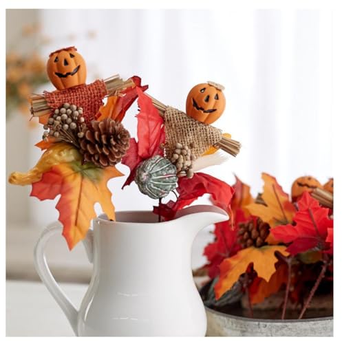 Factory Direct Craft Rustic Fall Pumpkin Face Picks Set of 12 - Assorted Jack-O'-Lantern Scarecrow Decorations for Autumn and Halloween Displays (8-1/2 Inches High)