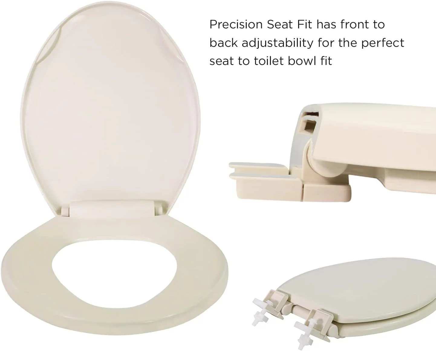B4TSPR Round Plastic Toilet Seat Slow Close ? Easy Remove,
