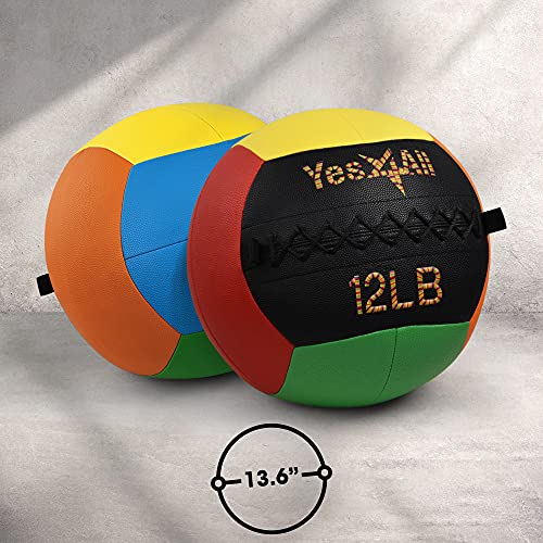 Yes4All Wall Ball, Soft Leather Weighted Medicine Ball, Sand Iron Med Ball for Dynamic Multifunctional Exercise, 6lbs - 30lbs