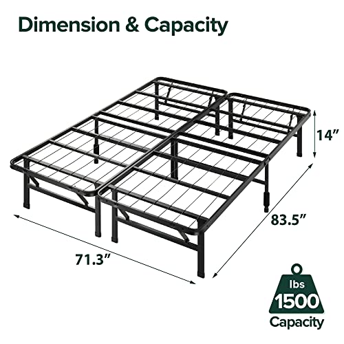 ZINUS Rumi 14in Full Metal Bed Frame, Quick Assembly SmartBase® Mattress Foundation, Heavy Duty Sturdy Steel with No Box Spring Needed, Eco-Friendly Packaging, Black