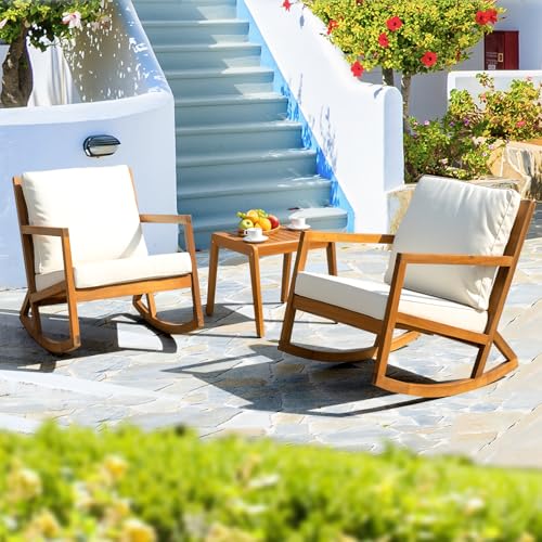 IDZO Heavy Duty 500lbs Weight Capacity Wicker Bistro Table and Chairs Set of 2 with Olefin Fabric Soft Cushions