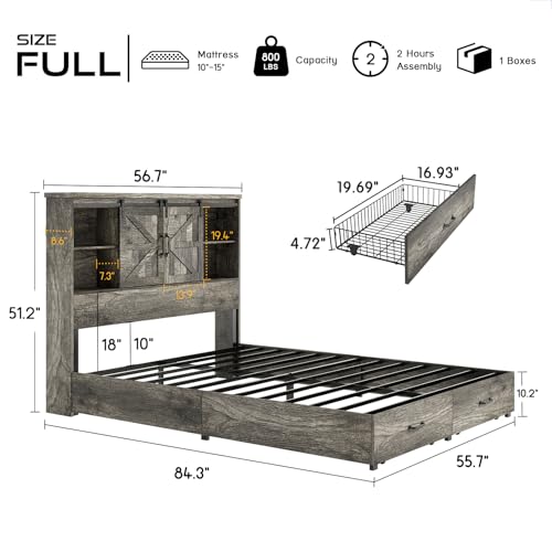 HOWE King Size Bed Frame, Wood Platform Bed Frame with 51.2
