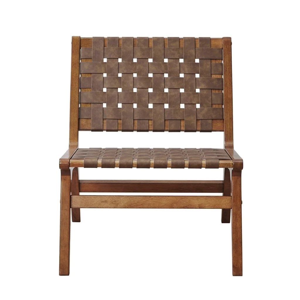 Gracie Mills Consuelo Woven Faux Leather Accent Chair - GRACE-15377