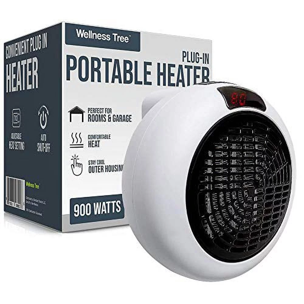 Portable Heater - Plug In Electric Personal Space Heater - Comfortable Heat Adjustable Thermostat, Auto Shut off, Cool Housing 900W Heater Fan