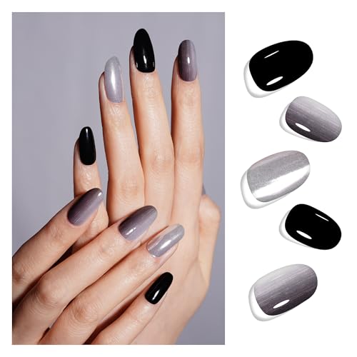 DANNI & TONI Semi Cured Gel Nail Strips Christmas Santa Claus Snowflakes Cat Eye Gel Nail Wraps 28 Stickers | Mistletoe Meow