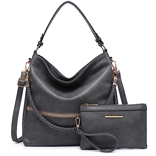 Dasein Hobo Handbags for Women Purses Vegan Leather Shoulder Bags Bucket Purse Large Tote Set with Long Strap