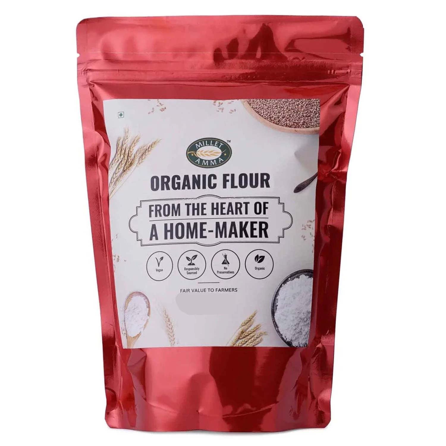 Millet Amma Organic White Rava (Sooji) Organic - 1Kg (500g x 2 Packs)|Dietary Fiber, 100% Vegan