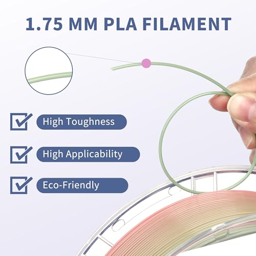 Rainbow 3D PLA Printer Filament 1.75 mm, Matte 3 D PLA Printing Print Filament +/-0.03mm, 1kg/2.2lbs