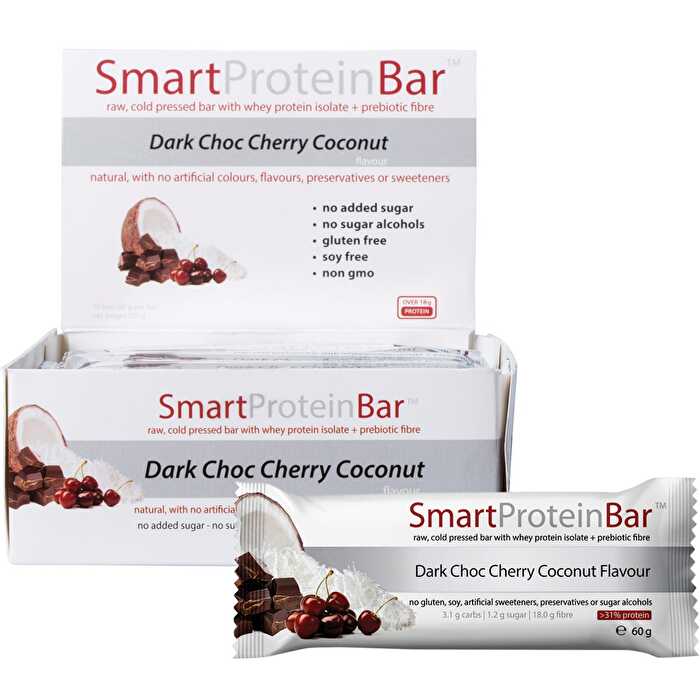 Smart Protein Bar Dark Choc Cherry Coconut Flavour Protein Bar 12x60g