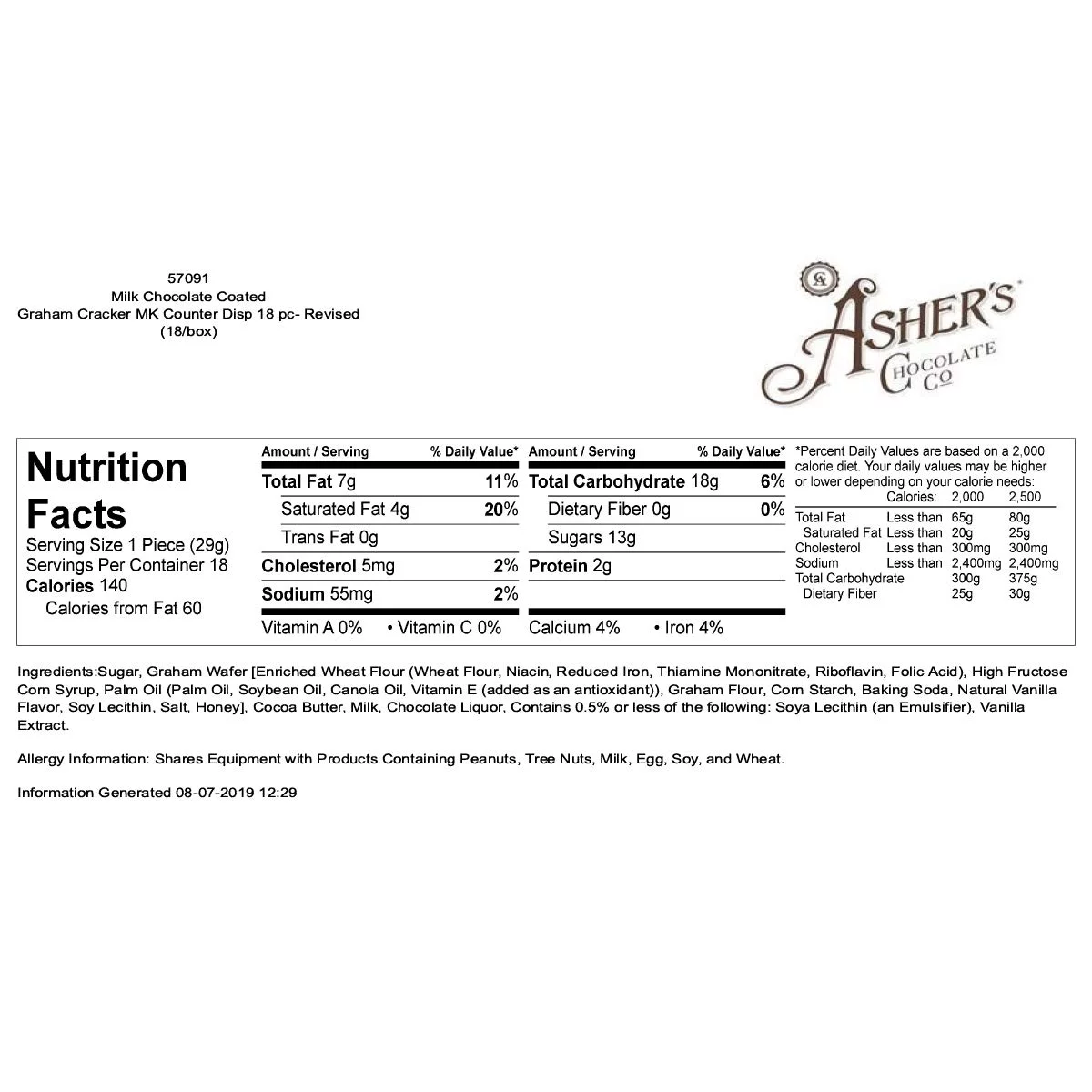 Asher's Chocolate, Gourmet Chocolate Covered Graham Crackers, Small Batches of Kosher Chocolate, Family Owned Since 1892 (18 Count, Milk Chocolate)