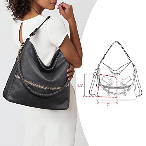 Dasein Hobo Handbags for Women Purses Vegan Leather Shoulder Bags Bucket Purse Large Tote Set with Long Strap