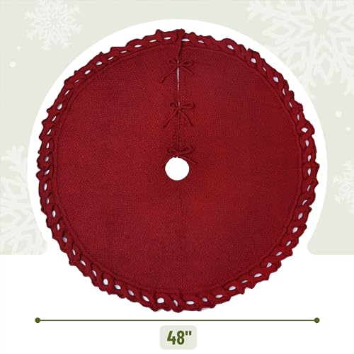 Mr. Pen- Christmas Tree Skirt 48 inches, Knitted Christmas Skirt Tree, Xmas Tree Skirt