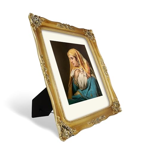 11x14 Picture Frame with Mat, Vintage Black Poster Frames with Antique Gold Highlights, Halloween Gothic Style Home Décor