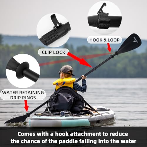 LEDONNE SUP Paddle 4-Piece Adjustable Kayak Paddle Floating Lightweight Paddle Board Oar with Aluminum Alloy Shaft and 2 Nylon Blades Best Price Based on Our 3 Million Sets Per Year 500 bought monthly