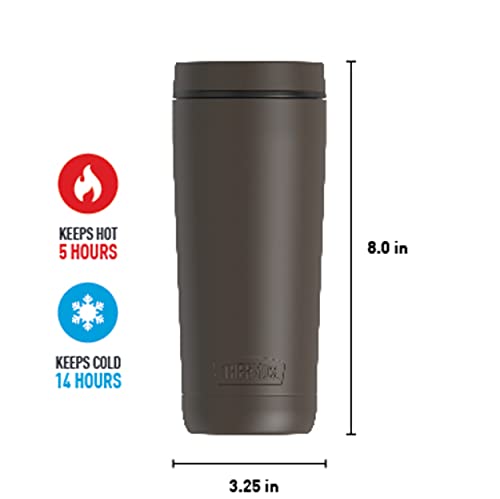 THERMOS ALTA SERIES Stainless Steel Tumbler 18 Ounce, Matte Steel/Espresso Black
