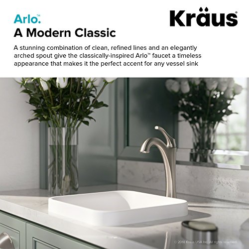 KRAUS KVF-1200BG Arlo™ Brushed Gold Tall Vessel Bathroom Faucet with Pop-Up Drain