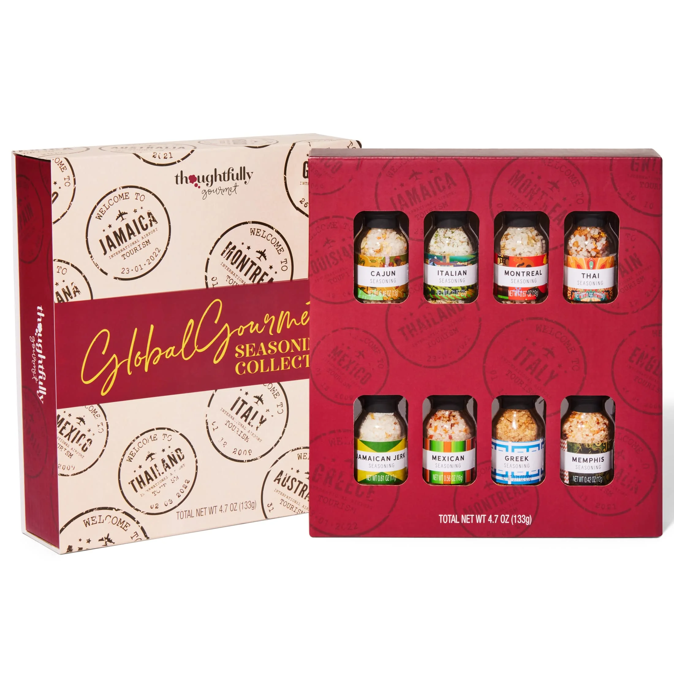 Thoughtfully Gourmet, Global Spice Collection Gift Set, International Seasonings Set, Flavors Include Greek, Italian, Mexican, Cajun Seasoning & More, Spice Set of 8