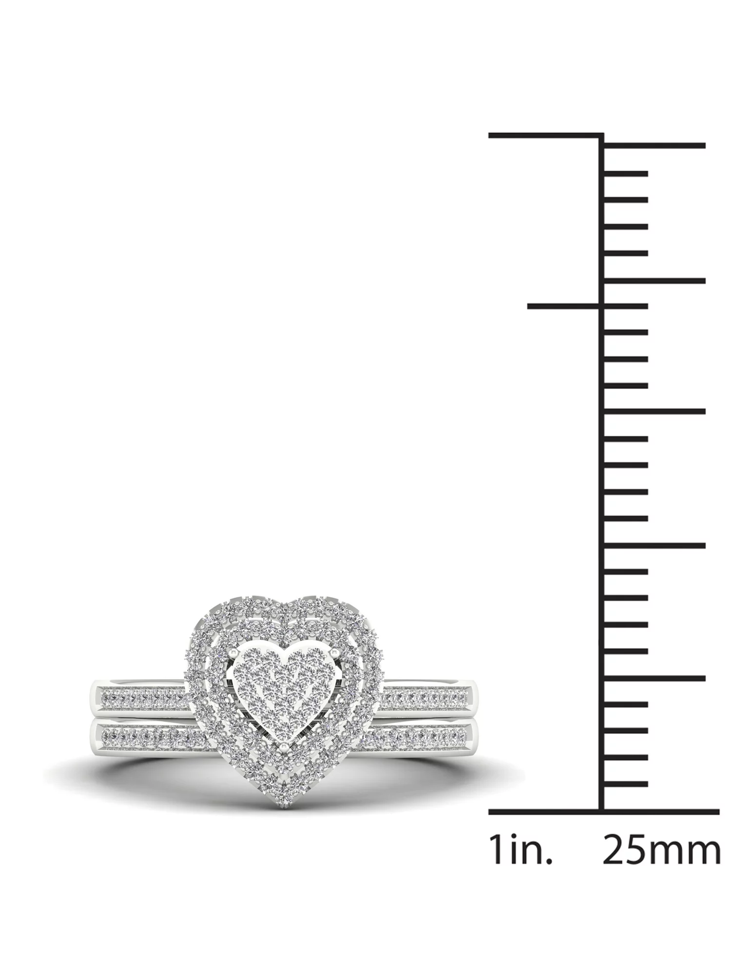 Imperial 1/3Ct TDW Diamond S925 Sterling Silver Heart Shape Cluster Halo Bridal Set (I-J, I2)