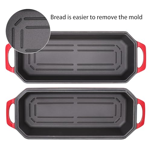 Bread Pan Cast Iron Loaf Pan with Lid Bread Loaf Pan 9x5 Inch Loaf Pan Enameled Cast Iron Sourdough Loaf Pan, DarkCyan