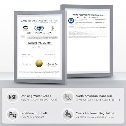 KES Vessel Sink Faucet, Black Bathroom Faucets, Tall Bathroom Faucets with Sink Drain with Overflow, L3156BLFF12-BK-C1