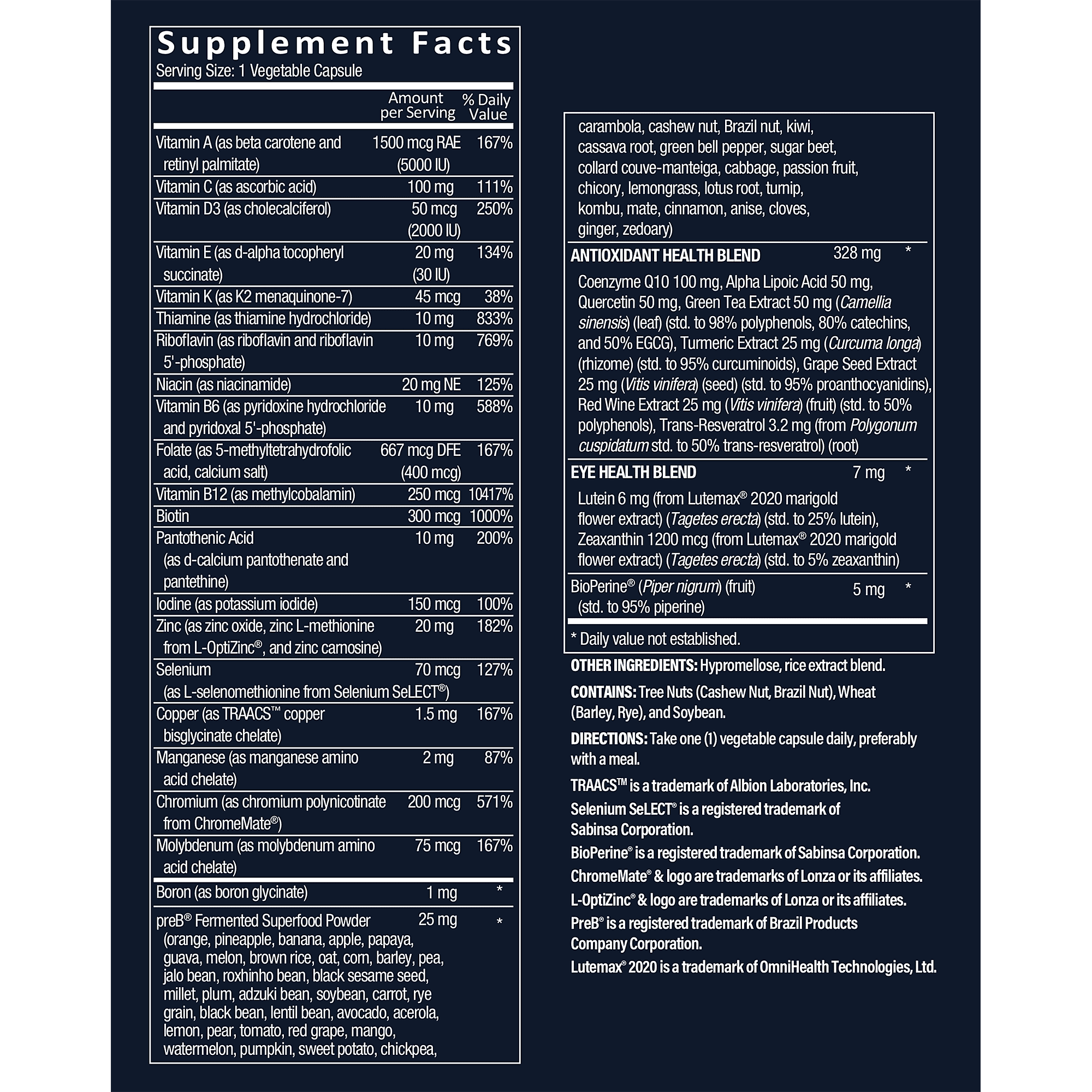 Once-Daily Bioactive Multivitamin for Men 50+ - Supports Stress & Healthy Aging (30 Vegetarian Capsules)