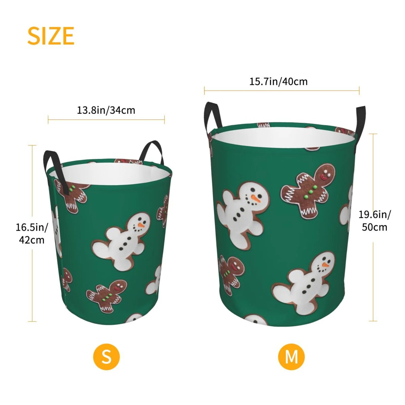 Fotbe Laundry Hamper With Durable Leather Laundry Basket Gingerbread Snowman Cookies Thickened Waterproof Round Collapsible Laundry Hamper, Dirty Clothes Laundry Basket