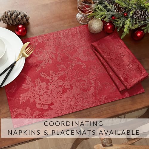 Elrene Home Fashions Poinsettia Elegance Jacquard Holiday Table Runner, 13