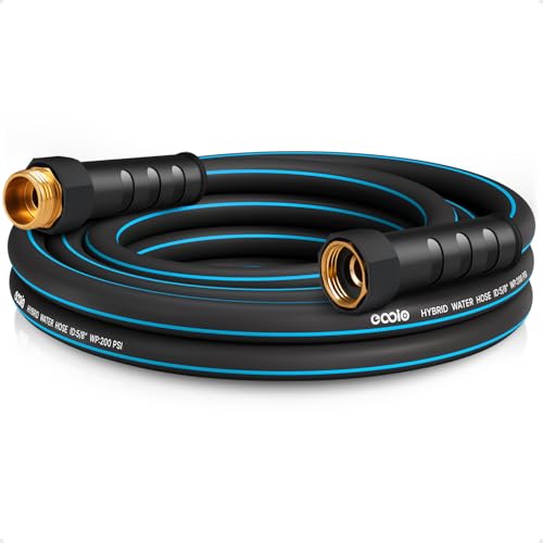 Heavy Duty Garden Hose 25ft, NON-EXPANDABLE Flexible Water Hose, Kink Resistant Lightweight Hybrid Hose, Leakproof Hose Male to Female Fittings