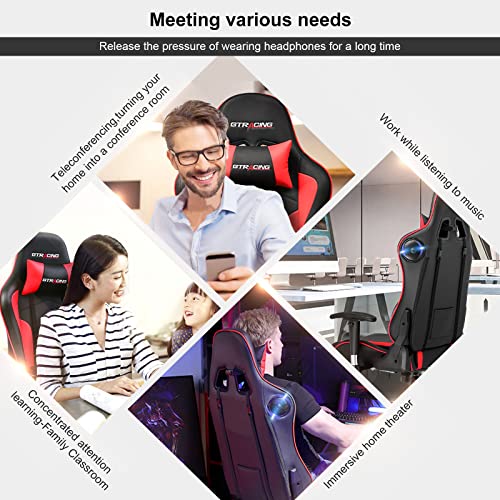 GTRACING Gaming Chair with Speakers Bluetooth Music Video Game Chair Audio Ergonomic Design Heavy Duty Office Computer Desk Chair (Black)