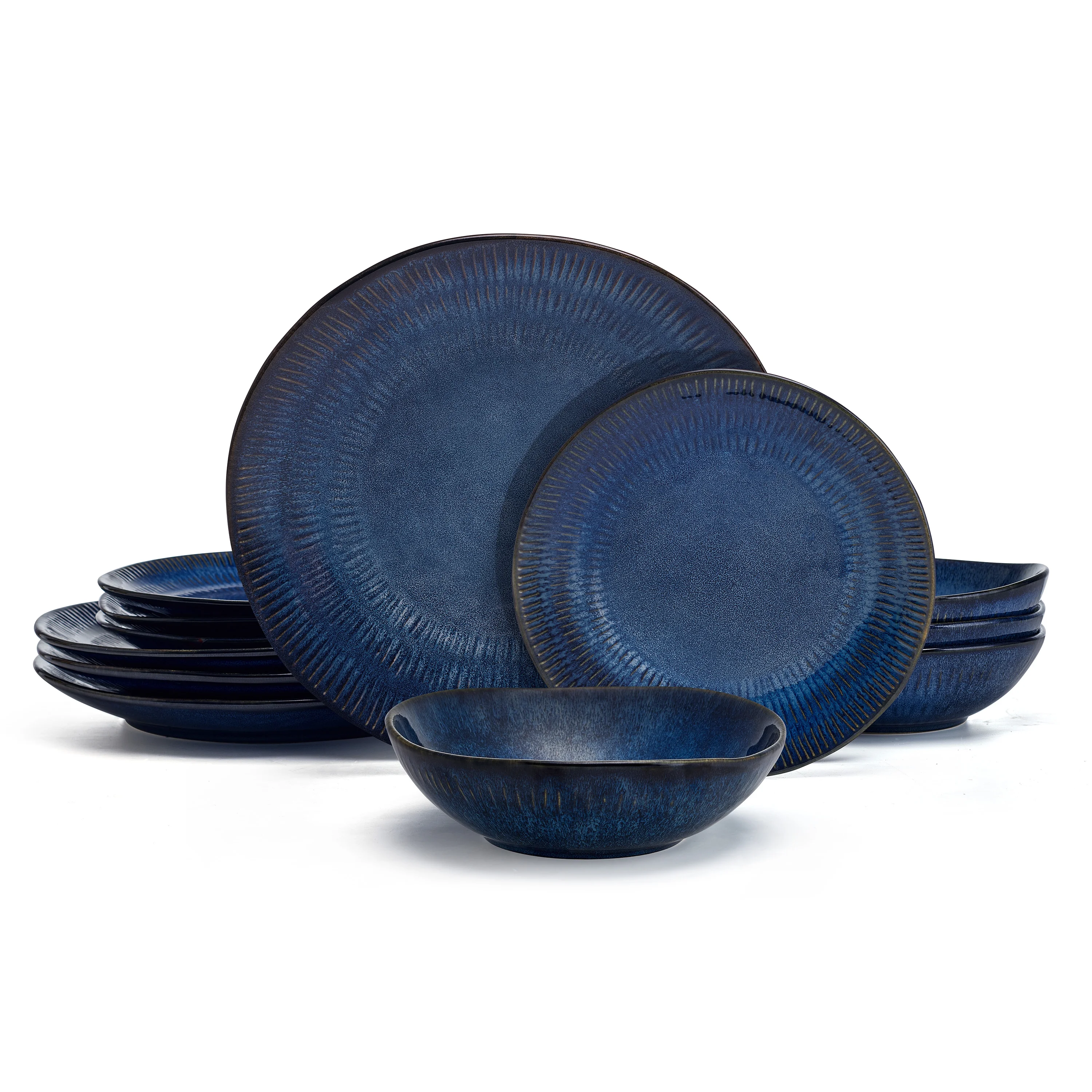 Pfaltzgraff Racheal 12 Piece Stoneware Dinnerware Set Blue