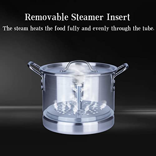 ARC 32 Quart Aluminum Tamale Steamer Pot, Crab Seafood Stock Pot w/Steamer Rack and Tube, Great for Water Bath Canning Pot, Rivet Handle, 8 Gal