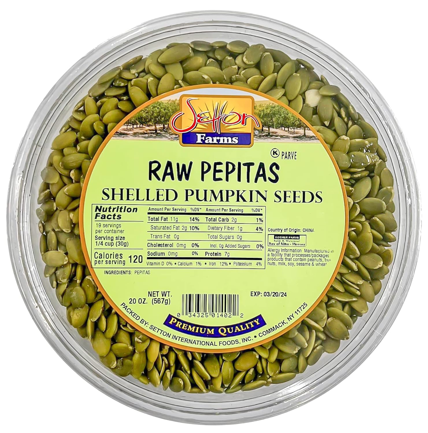 Pumpkin Seeds Shelled (Pepitas)| Raw |Premium Quality | Bulk Value Size 20 Oz.