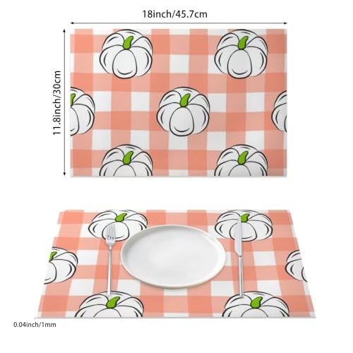 Faux Leather Plates Placemat Fall Pumpkin Decor 12 X 18 Inchs Multipurpose Table Mats Pink Gingham Pattern Waterproof Placemat Small But Useful Gifts Wedding Placemats Themes Party Placemats 6- Count