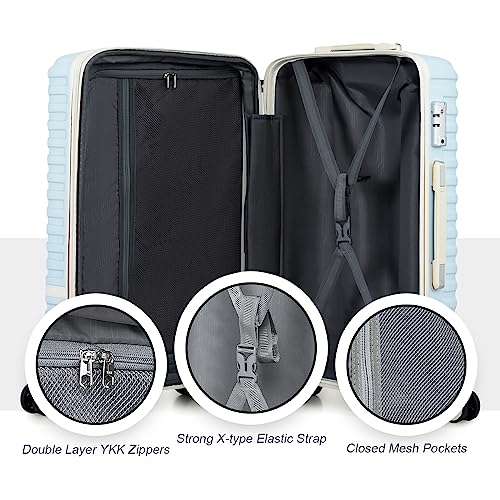 Joyway Carry On Luggage 20 Inch Expandable Suitcase with Spinner Wheel, 4 Piece Hard Shell Luggage Set with TSA Lock(White brown)